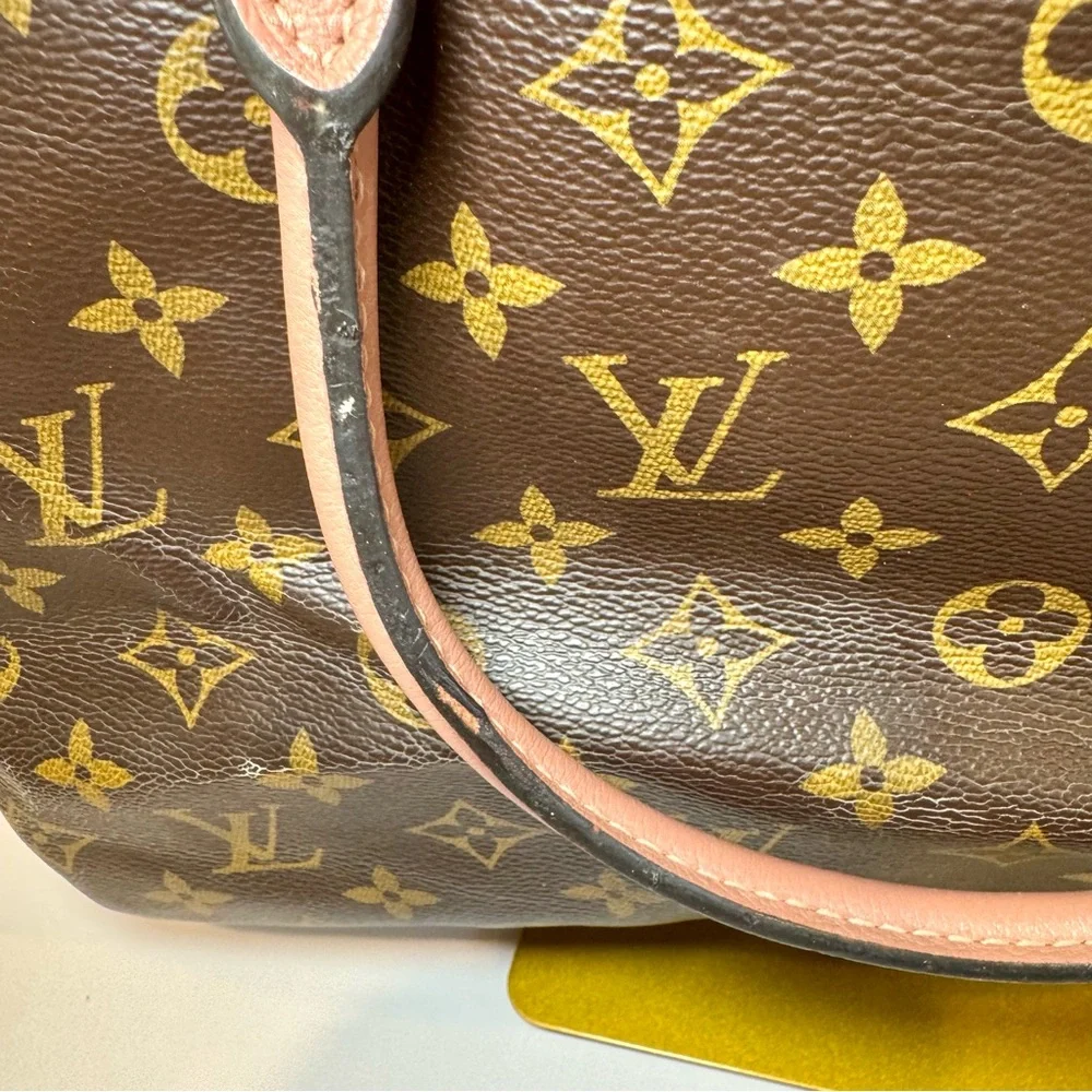 Louis Vuitton Pallas MM W Logo Monogram Bois De Rose Leather & Shoulder Strap